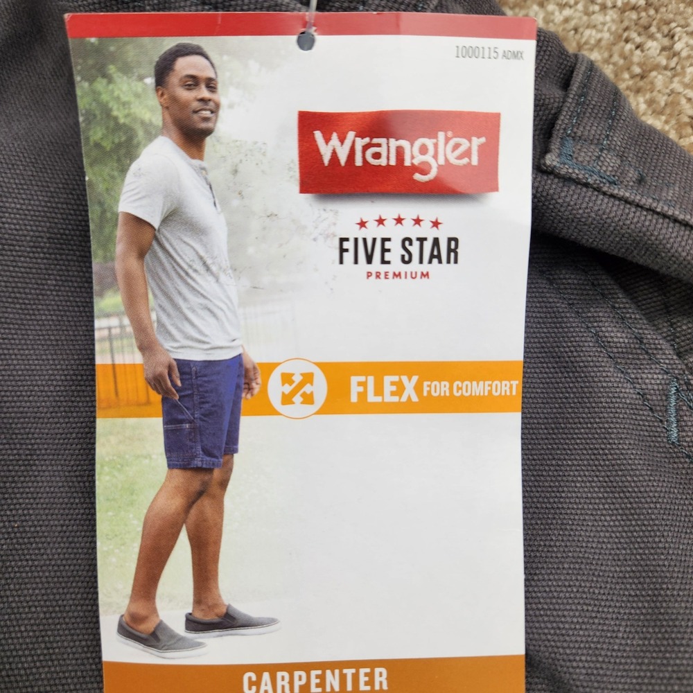 Wrangler Five Star Premium Carpenter Shorts Mens 46 Gray Flex Canvas 112336561 - Picture 2 of 7